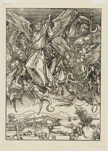 Michael und seine Engel kämpfen mit dem Drachen von Albrecht Dürer