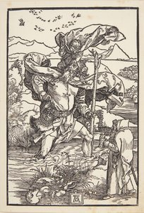 St. Christophorus in der Wildnis mit einem Vogelschwarm von Albrecht Dürer