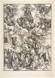 Das Tier mit zwei Hörnern wie ein Lamm, aus der Apokalypse von Albrecht Dürer