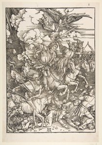 Die vier Reiter, aus der Apokalypse, lateinische Ausgabe, 1511, ca. 1511 von Albrecht Dürer
