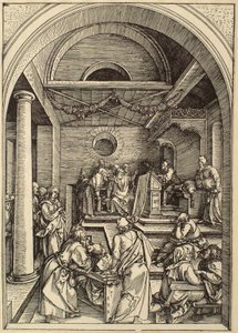 Das Marienleben: Christus unter den Schriftgelehrten von Albrecht Dürer