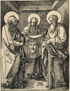 Die Kleine Passion: Veronika zwischen den Heiligen Petrus und Paulus
