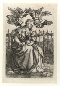 Die Madonna und das Kind, gekrönt von zwei Engeln, 1518