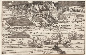 Die Belagerung einer Festung (nur die rechte Seite von 2 Blöcken) von Albrecht Dürer