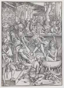 Die Folterung des Heiligen Johannes des Evangelisten, aus der Serie „Die Apokalypse“ von Albrecht Dürer