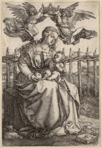 Die von zwei Engeln gekrönte Jungfrau mit dem Kind von Albrecht Dürer