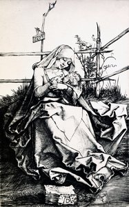 Madonna und Kind in einem Zaun (Kupferstich)
