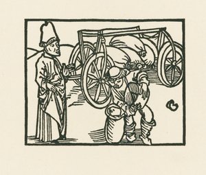 Der Priester hat einen Sack auf einem Wagen und Hafer wird hineingefüllt, um 1489-90 von Albrecht Dürer or Duerer