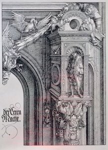 Der Triumphbogen von Kaiser Maximilian I. (1459-1519): (Detail) des zentralen Bogens (das Tor der Ehre und Macht)