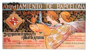 Plakat für die dritte "Ausstellung der Schönen Künste und der künstlerischen Industrien" in Barcelona 1896