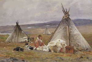 Ein Nenets-Chum (ein nomadisches Zelt). Insel Nowaja Semlja von Aleksandr Alekseevich Borisov
