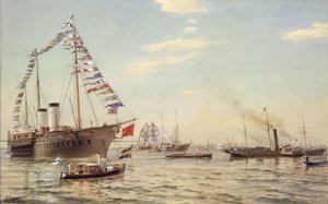 Deutscher Kaiser Wilhelm II. besucht Kronstadt im Juli 1888, 1888 von Aleksandr Karlovich Beggrov