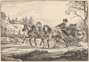 Ein gemieteter Kutscher im Winter von Aleksandr Osipovich Orlovskii