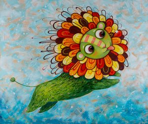 Verspielter grüner Löwe