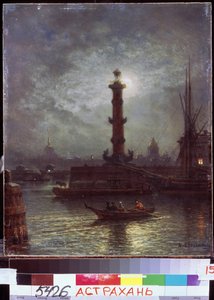 Mondschein über der Newa bei der Börse von Sankt Petersburg