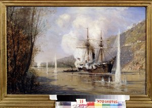 Der russische Zerstörer Shutka greift das türkische Schiff an (16. Juni 1877)