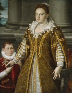 Porträt der Großherzogin Bianca Capello de Medici mit ihrem Sohn, ca. 1580-1614 von Alessandro Allori