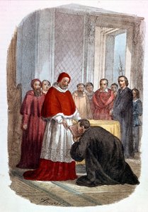 Clemens VII. (1478 - 1534, Jules de Medicis) akzeptiert die Widmung der „Istorie fiorentine“ von Niccolo Machiavelli von Alessandro Focosi
