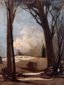 Verschneite Landschaft mit San Luca, Gemälde von Alessandro Guardassoni, Italien