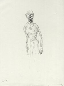 Legendäres Wesen: Chupacabra, südamerikanischer Vampir. Zeichnung von Alessandro Lonati