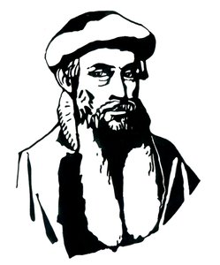 Porträt von Johannes Gutenberg (1400-1468) Illustration von Alessandro Lonati