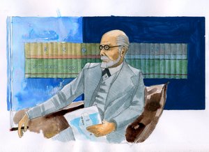 Porträt von Sigmund Freud (1856-1939), österreichischer Psychiater - Illustration von Alessandro Lonati