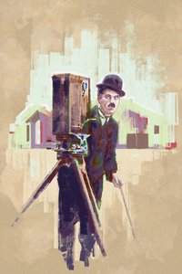 Porträt des Schauspielers und Regisseurs Charlie Chaplin (Illustration)