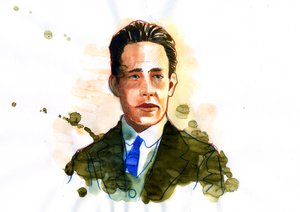 Porträt des dänischen Atom- und Kernphysikers Niels Bohr (1885-1962) Illustration von Alessandro Lonati von Alessandro Lonati