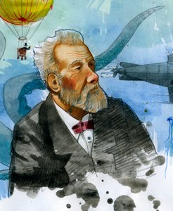 Porträt des französischen Schriftstellers Jules Verne (1828-1905). von Alessandro Lonati
