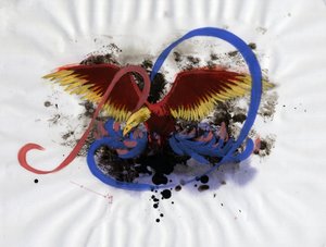 Darstellung des fabelhaften Phönix, der in chinesischen (fenghuang), persischen (simurgh), griechischen und römischen Mythologien erscheint. von Alessandro Lonati