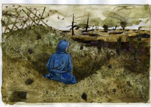Erster Weltkrieg: Ein haariger Mann im Schützengraben