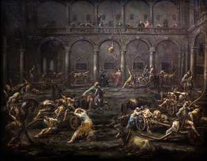 Die Ankunft und Vernehmung von Galeerensklaven im Gefängnis von Genua