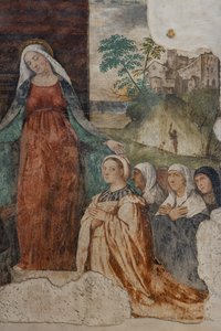 Unsere Liebe Frau der Barmherzigkeit und der selige Isnardo da Chiampo, Detail von Alessandro Verla