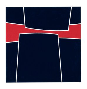 Druck Blau auf Rot von Alex Dunn