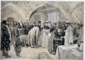 Der Empfang der Zarin nach der Ostermette von Alexander Andreyevich Chikin