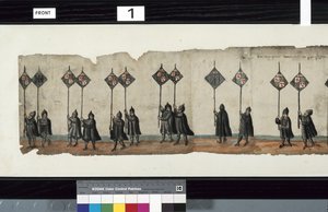 Detail aus dem Huntly-Begräbniszug, gesagt, dass es für die Trauerfeierlichkeiten von George 1., Marquess of Huntly, verwendet wurde von Alexander Kincaid