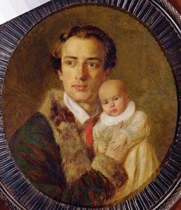 Porträt von Alexander Herzen mit seinem Sohn, 1840 von Alexander Lavrentievich Vitberg