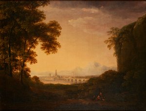 Figuren in einer bewaldeten italienischen Landschaft