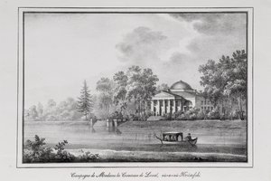 Sommerhaus der Gräfin de Laval auf der Aptekarsky Insel, Serie Ansichten von Sankt Petersburg, 1820er von Alexander Pluchart