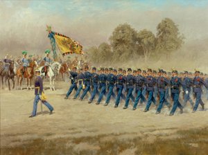 K. u. k. Hoch- und Deutschmeister Infanterieregiment Nr. 4 defiliert vor Erzherzog Eugen von Alexander Pock