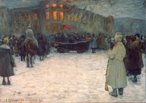 Ein Brand im litauischen Schloss, Februarrevolution 1917, Sankt Petersburg