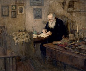 Porträt von Leo Tolstoi von Alexander Viktorovich Moravov