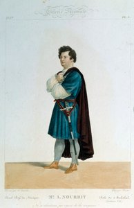 Französischer Tenor Adolphe Nourrit (1802-1839) in der Rolle des Melechtal in der Oper „Guillaume Tell“ (Wilhelm Tell) von Gioacchino Rossini (1792-1868). Illustration von Alexandre Lacauchie (19. Jahrhundert) Paris, Bibliothek des Opernmuseums von Alexandre (after) Lacauchie