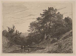 Herde in einem Bach von Alexandre Calame