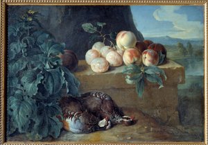 Pfirsiche und Rebhühner