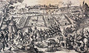 Louis XVs Armee überquert den Rhein und greift die Verteidigungslinie bei Ettlingen an, 1.-4. Mai von Nicolas Toussaint Charlet