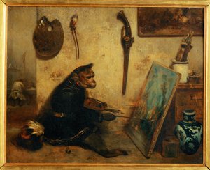 Der Affenmaler, auch Atelierinterieur genannt von Alexandre Gabriel Decamps