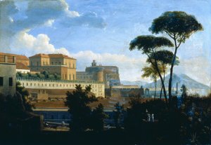 Der Königspalast von Neapel, gesehen von Santa Lucia von Alexandre Hyacinthe Dunouy
