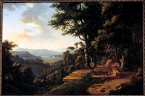 Der Philosoph Jean Jacques Rousseau (1712-1778) meditiert 1770 im Parc de la Rochecordon bei Lyon. Gemälde von Alexandre Hyacinthe Dunouy (1757-1841) 18. Jahrhundert Paris, Musée Marmottan von Alexandre Hyacinthe Dunouy