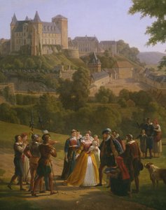 Ansicht des königlichen Schlosses von Pau, wo König Heinrich IV. von Frankreich und Navarra (1553-1610) am 13. Dezember 1553 geboren wurde (Detail)
